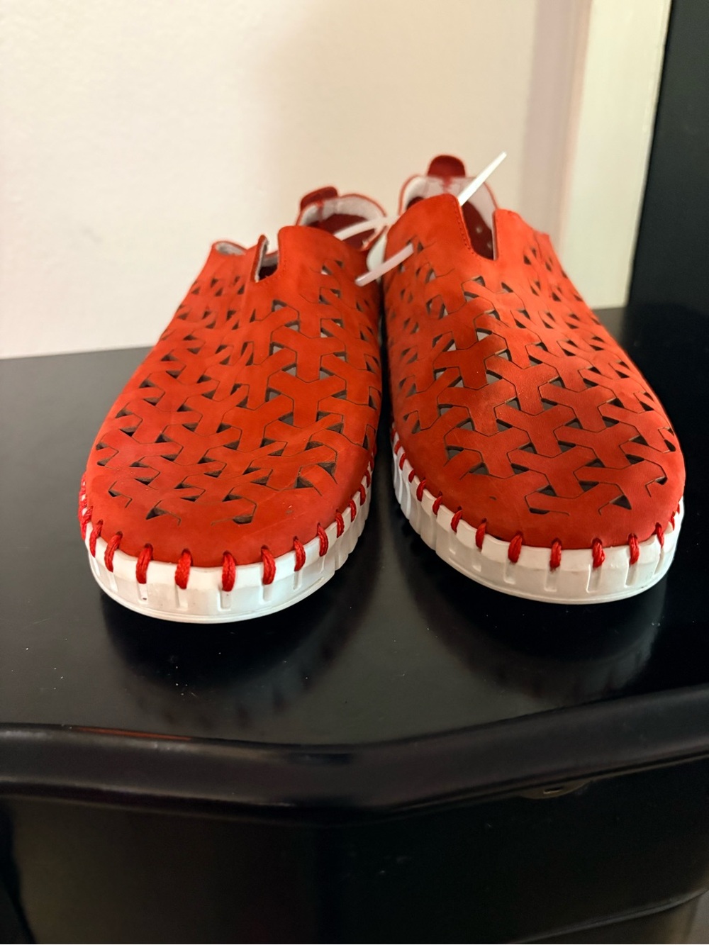 Eric Michael Orange Woven Slip-On Shoes - Picture 2 of 9